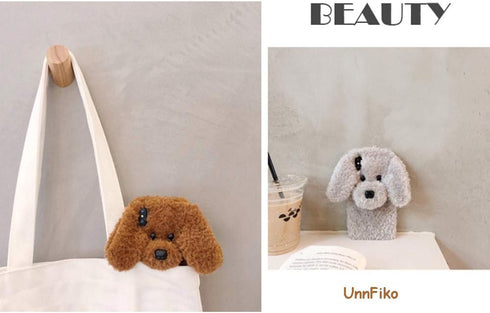 UnnFiko Super Cute Teddy Dog Fluffy Fur Case Compatible with iPhone 7 Plus/iPhone 8 Plus, Fuzzy Furry Warm Plush Soft TPU Winter Case Protective C...