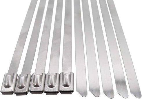 Superun Metal Zip Ties 5.9 Inch Stainless Steel Cable Ties 225 LBS Strength Tie Wrap Heavy Duty Exhaust Wrap Pack of 100 pcs...