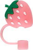 Pink Cute Strawberries Cartoon Straw Silicone Straw Plug, Straws Decorative Cap Staw Tips Bottle Accessories?Drinking Straw Dispensers?Kitchen Ute...