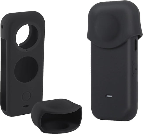 Protection Accessories for Insta360 One X2, Action Camera Rubber Sleeve with Silicone Lens Cover Kit (Black), 11.8cm x 5.8cm x 4.2cm......
