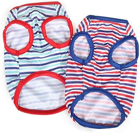 Dog Tank Top T Shirts, 2Pcs Blue Stripe Shirt for Small Dogs Cats Pets Clothes...