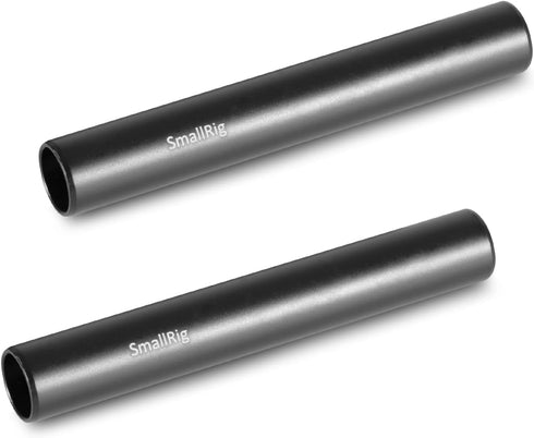 SmallRig 4 Inches (10 cm) Black Aluminum Alloy 15mm Rod with M12 Female Thread, Pack of 2-1049...