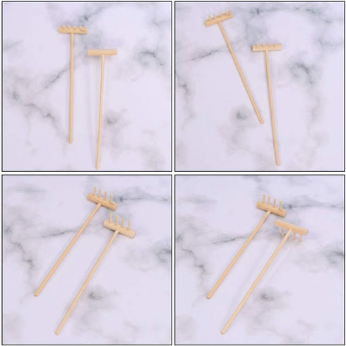 8Pcs Mini Zen Sand Rake Bamboo Rakes Tool Meditation Zen Garden Tools Feng Shui Tabletop Rock Garden Sandbox Kits Japanese Desktop Sand Box Access...