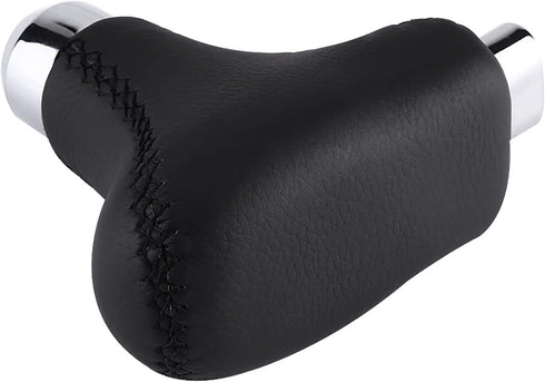 Acouto Gear Shift Knob Hand-Stitched PU Leather Car Gear Shift Knob Cover with 4 Adapters Fit for Automatic Transmission Black...