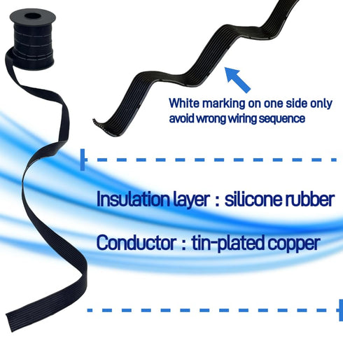 28 Gauge 6Pin Silicone Ribbon Cable, 28 AWG Flat Flexible Cable Electrical Wire, 25Ft/7.5m Length Stranded Tinned Copper Wire, Silicone Insulation...