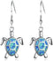 Tiny Turtles Dangle Drop Earrings 925 Sterling Silver Pin Lovely Animal White Opal Hook Hoop Earring Drops Delicate Jewelry Gift for Women Girls S...