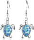 Tiny Turtles Dangle Drop Earrings 925 Sterling Silver Pin Lovely Animal White Opal Hook Hoop Earring Drops Delicate Jewelry Gift for Women Girls S...