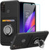 for TCL 30 XL T701DL Phone Case with Tempered Glass Screen Protector, Card Holder with Ring stand case for TCL 30 XL T701DL Cover - Black...