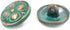Bezelry 12 Pieces Green Cyan Antique Copper Clover Metal Shank Buttons. (15mm) (19/32 inch)...