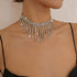 Rhinestone Choker Necklaces Silver Neck Chain Sparkly Tassel Necklace Dainty Party Prom Necklace Jewelry for Women...