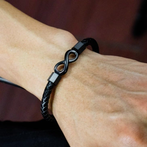 LIU JUN To My Man Bracelet For Men, Infinity Leather Braided Husband Birthday Inspirational Gifts From Wife I Love You Forever And Always Handmade...