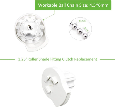 Rollerhouses Roller Shade Brackets with Mechanism Roller Shade Clutch+Skyline Mounting Brackets + End Plug for 1 1/4" Tube, White...