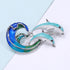Jumping Dolphin Brooch Marine Animal Pin Coat Accessories Cute Enamel Rhinestone Collar Lapel Pins Blue Dolphin Ocean Sea Animal Corsage Clothes S...