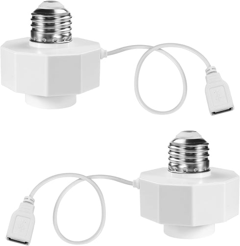 E26 Socket USB Adapter 5V 1.5A, Charger AC110~240V to USB 5V 1.5A for use with Smart Cameras, Battery Cameras, Smart Home Devices, Bluetooth Speak...