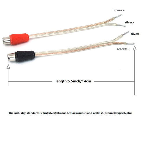 2-Pack RCA Female to Speaker Wire Adapter Cable, 5.5-inch/14cm - Black/Red, Audio Video Conversion for Amplifiers and Audio Receivers...