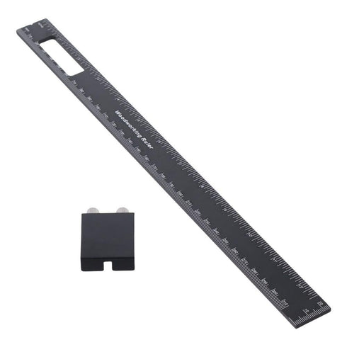 Precision Pocket Ruler 8 Inches Woodworking Scribing Ruler T Track Tool Layout Marking Measuring Ruler with Slide Stops Folding Metal Kit...