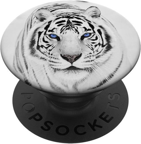 White Tiger Blue Eyes Cute Big Wild Cat Animal Gift Idea PopSockets PopGrip: Swappable Grip for Phones & Tablets PopSockets Adhesive PopGrip...