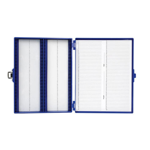 Heathrow Scientific HS15994M 100 Place Slide Box, Blue...