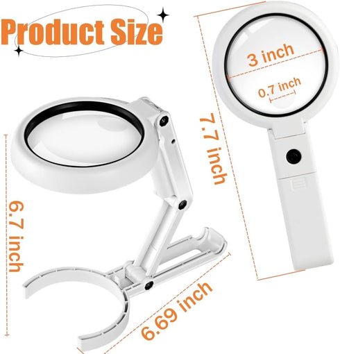 30X 10X Magnifying Glass with Light and Stand, Foldable Handheld Magnifying Glass & 2 Level Dimmable for Macular Degeneration, Seniors Reading, Cl...