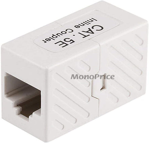 Monoprice Cat5e RJ45 Modular Inline Coupler - Straight Type Coupler, White...