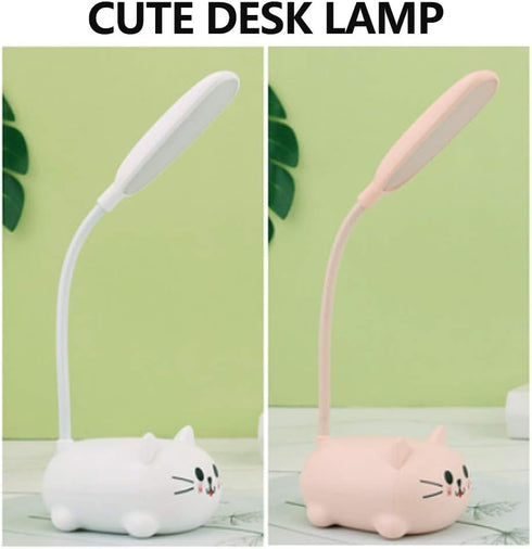 Kids Lamp, LED Desk Lamp for Kids, Cute Cat Lamp Kawaii Desk Accessories, Flexible Gooseneck Eye-Care Cartoons Small Desk Lamp Girls Gifts (White)...