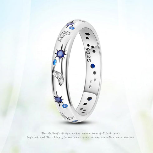 925 Sterling Silver Ring Bright Starry Night Ring Stud Sterling Silver Sparkling Cz Birthstone Jewelry for Women Teen Rings for Women Size7-9...