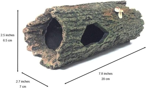 Reptile Hideout Resin Aquarium Decorations Hollow Log for Small Lizard, Frogs,Gecko (7.8" L x 2.7 "W x 2.5" H)...