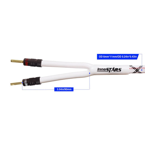 12AWG OFC HiFi Speaker Wire with Dual Gold Plated Banana Tip Plugs (15 Feet), High-End Heavy Duty Braided, 99.99% Oxygen-Free Copper - White, 15 F...