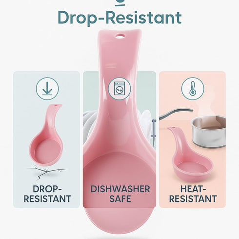 Reston Lloyd Kitchen Counter Utensil Spoon Rest, Ladles, Spaghetti Forks, & Spatulas, Durable BPA-Free Plastic – Dishwasher Safe, Décor, Space Sav...