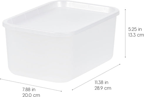 IRIS USA Plastic Storage Basket with Lid, 4-Pack, Stackable, for Kitchen Bathroom Bedroom Closet Kid's Room Office, Easy to Clean, Stylish Design,...