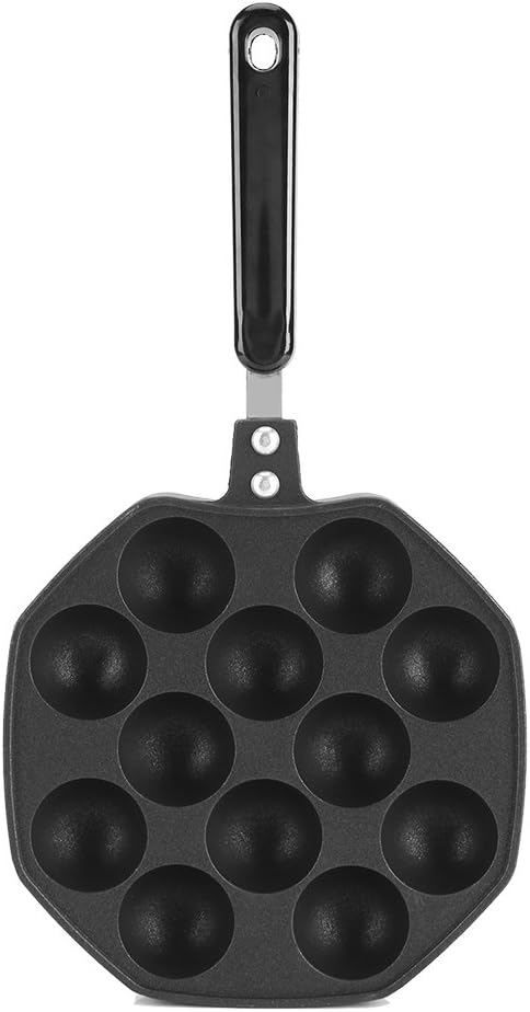 Takoyaki Maker,12 Holes Aluminum Takoyaki Pan Non Stick Grill Pan Plate Cooking Baking Mold Tray Takoyaki Grill Pan for Takoyaki and Round Pancake...