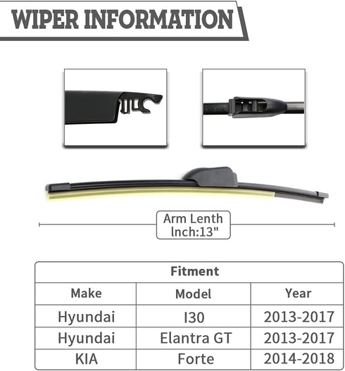 (Pack of 2) Rear Wiper Blade Replacement for Hyundai Elantra GT I30 2013-2017,Jaguar F-PACE 2017-2022,Alfa Romeo Stelvio,E-PACE 2018-2023,Forte 20...