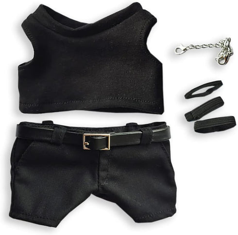 niannyyhouse 20cm Plush Doll Clothes Black Vest Pants Belt Accessories...