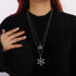 Crystal Double Snow Flake Pendant Long Necklace for Women Sweater Chain Necklace Choker Adjustable Elegant Jewelry Rhinestone Accessories Dressy C...