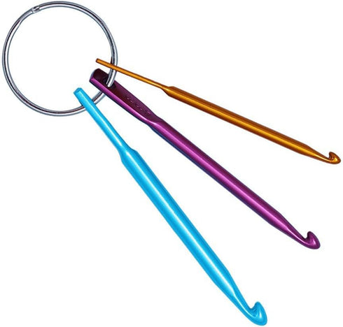 4 Sets Mini Crochet Hooks Keychain Knitting Needles Yarn Hooks Key Chains Hook Needles Yarn Hook Keyrings for DIY Crafts......