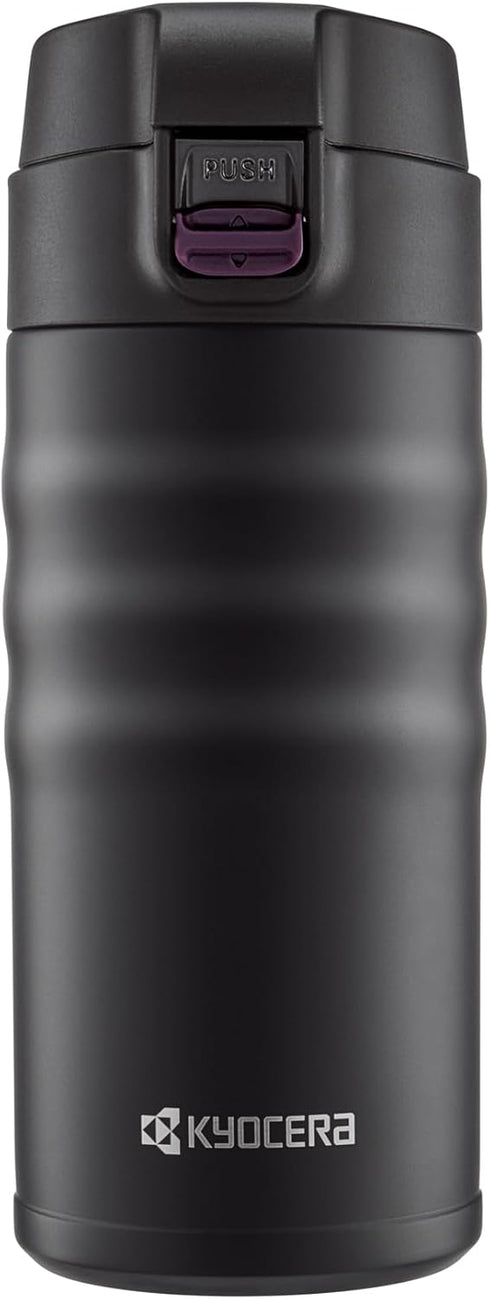 Kyocera 12oz. Ceramic Coated Interior, Double Wall Vacuum Insulated, Stainless Steel Travel Mug-Matt Black...