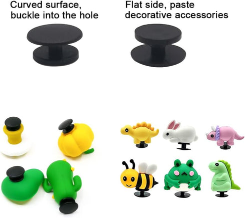 100pcs Plastic Button Black Buckle Charm Backs DIY Shoe Charm Accessories for Flat Shoe and Wristband Charms Back Ornaments 10 * 12mm Black Round ...