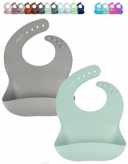 Silicone Bib – 100% Pure Platinum LFGB Baby Bibs with No Fillers – Wide Food Catching Pocket – Easy Clean – Mess Proof – Dishwasher Safe – BPA & P...