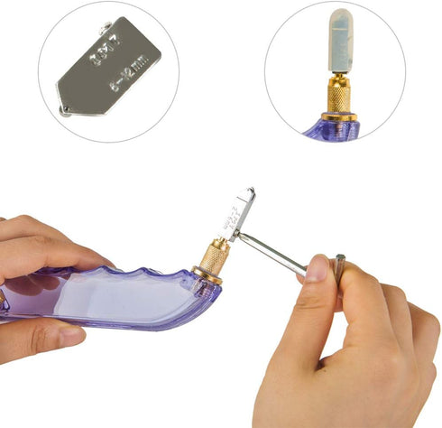 IMT Pistol Grip Oil Feed Glass Cutter Tungsten Carbide, Professional Stained Glass Cutting Tool with 2 Replaceable Head and Oil Reservoir- 2mm-12m...