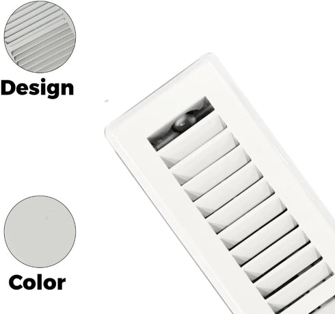 Precision Flow 2"x 10" Steel Floor Register - 2 Way Louvered Design,Glacier White Finish - Premium Home Vent Covers, Durable & Decorative - Fits 2...