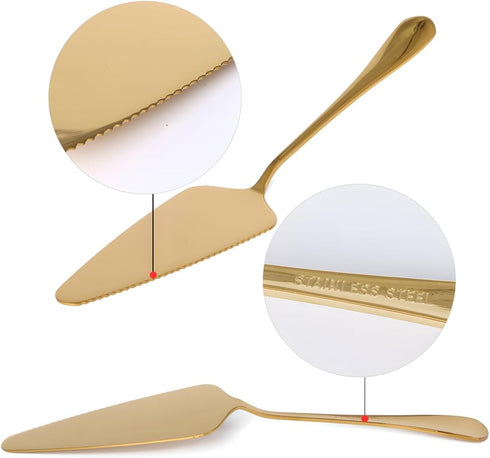 Stainless Steel Cake Server Pack of 10 Pie Holder Transfer Triangular Spade Spatula Serrated Edge for Pizza Cake Baking Safe in Dishwasher (Silver...