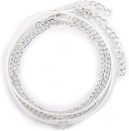 YBSHIN Boho Layered Anklets Silver Heart Ankle Bracelet Beach Foot Chain for Women...