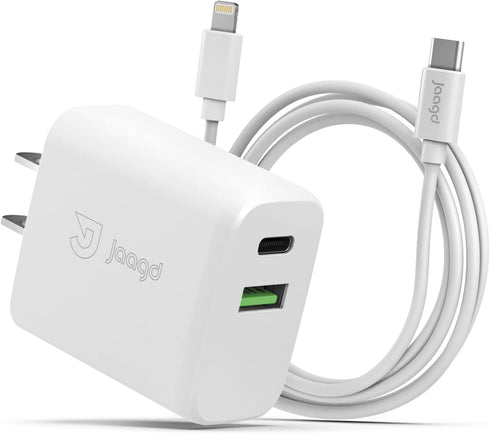 20W Charger for iPhone and iPad, USB C and USB Dual Wall Charger Set with Type-C Lightning Cable Compatible with iPhone 14/13/13 Pro/13 Pro max/iP...