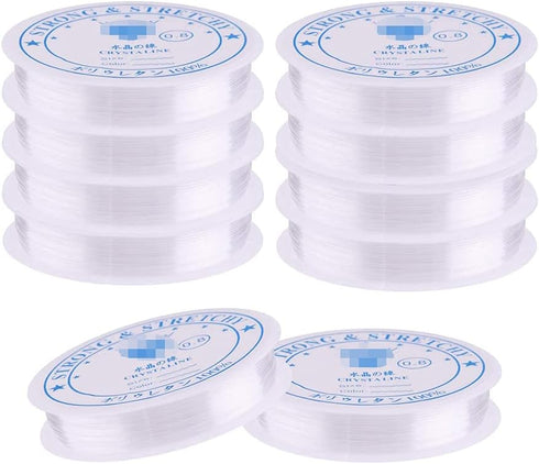 10 Rolls of Elastic Cord High Stretchy Crystal Beading Thread 0.8mm Crystal Beading Thread for Jewelry Making Supply DIY Necklace Bracelet...