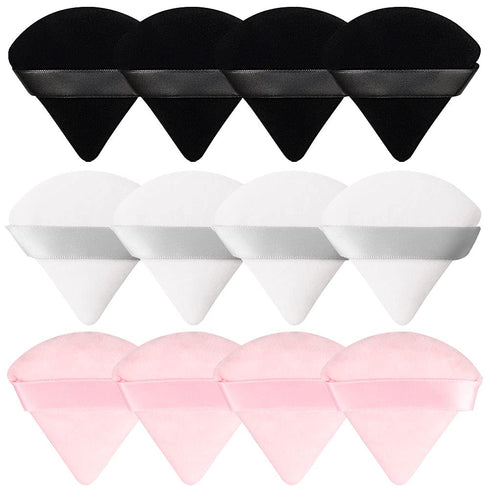 12 Pieces Triangle Powder Puff Setting Powder Puff for Face Powder Velour Makeup Pads Puff for Powder Pink Makeup Sponge Powder Puffs for Face Pow...