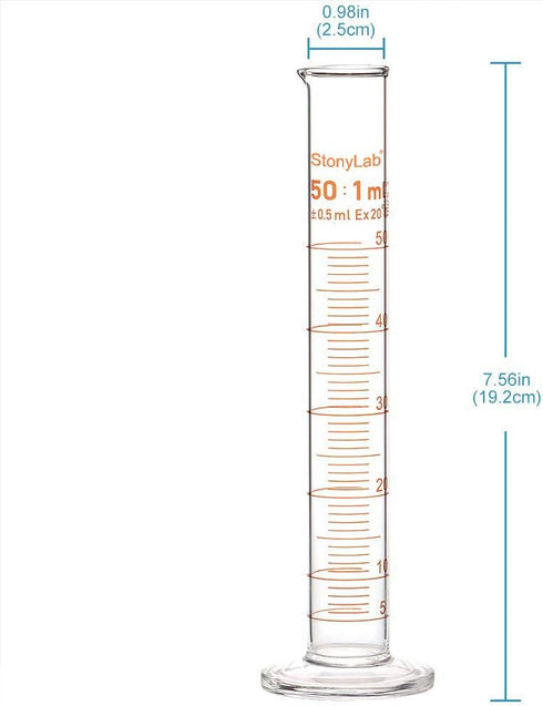 StonyLab 2-Pack 50ml Borosilicate Glass Graduated Cylinder Measuring Cylinder...