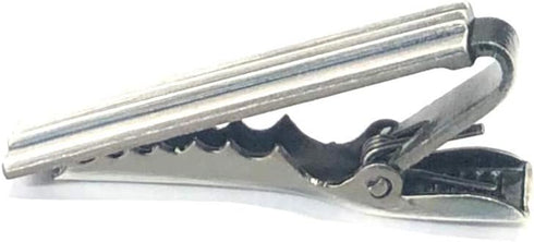 Satin Silver Striped Short Tie Clip...