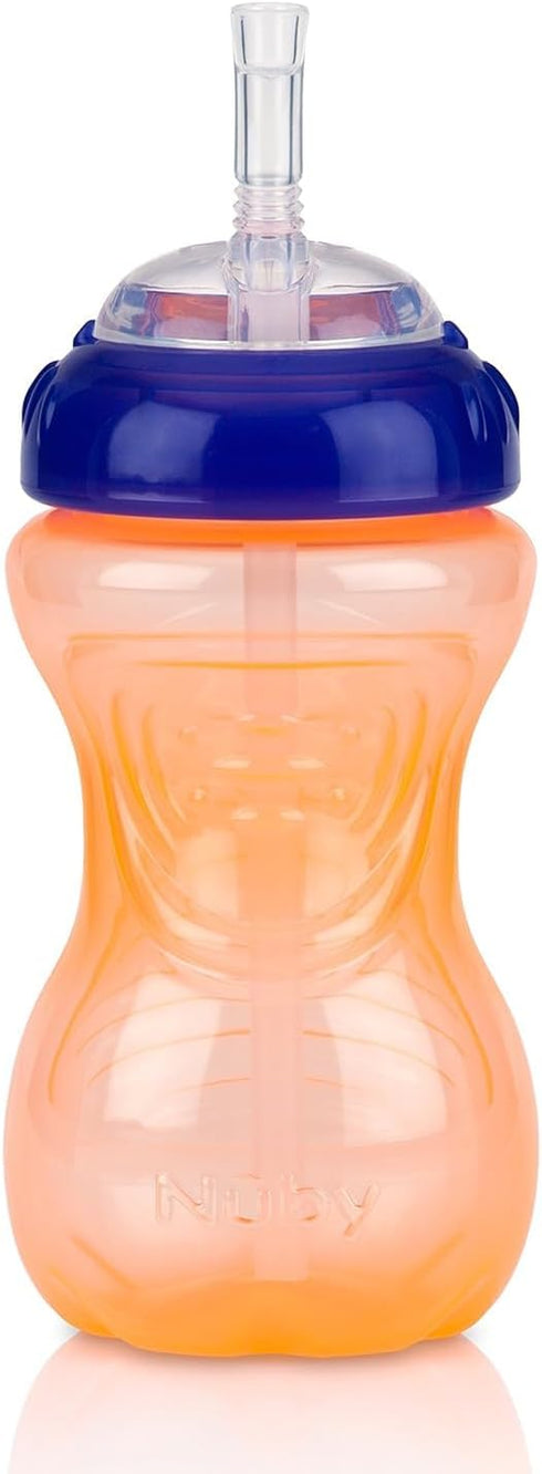Nuby No-Spill Sippy Cup with Flex Straw - (3-Pack) 10-Ounce Bottles - Sippy Cups for Toddlers 12+ Months - Neutral Color Training Cups for Toddler...
