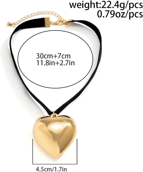 Velvet Choker Necklace, Heart-shaped Pendant Necklace Jewelry Gift for Women...