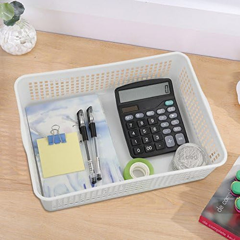 Pack of 6 Plastic File Storage Organizer Tray Basket, A4 Paper Storage Basket...
